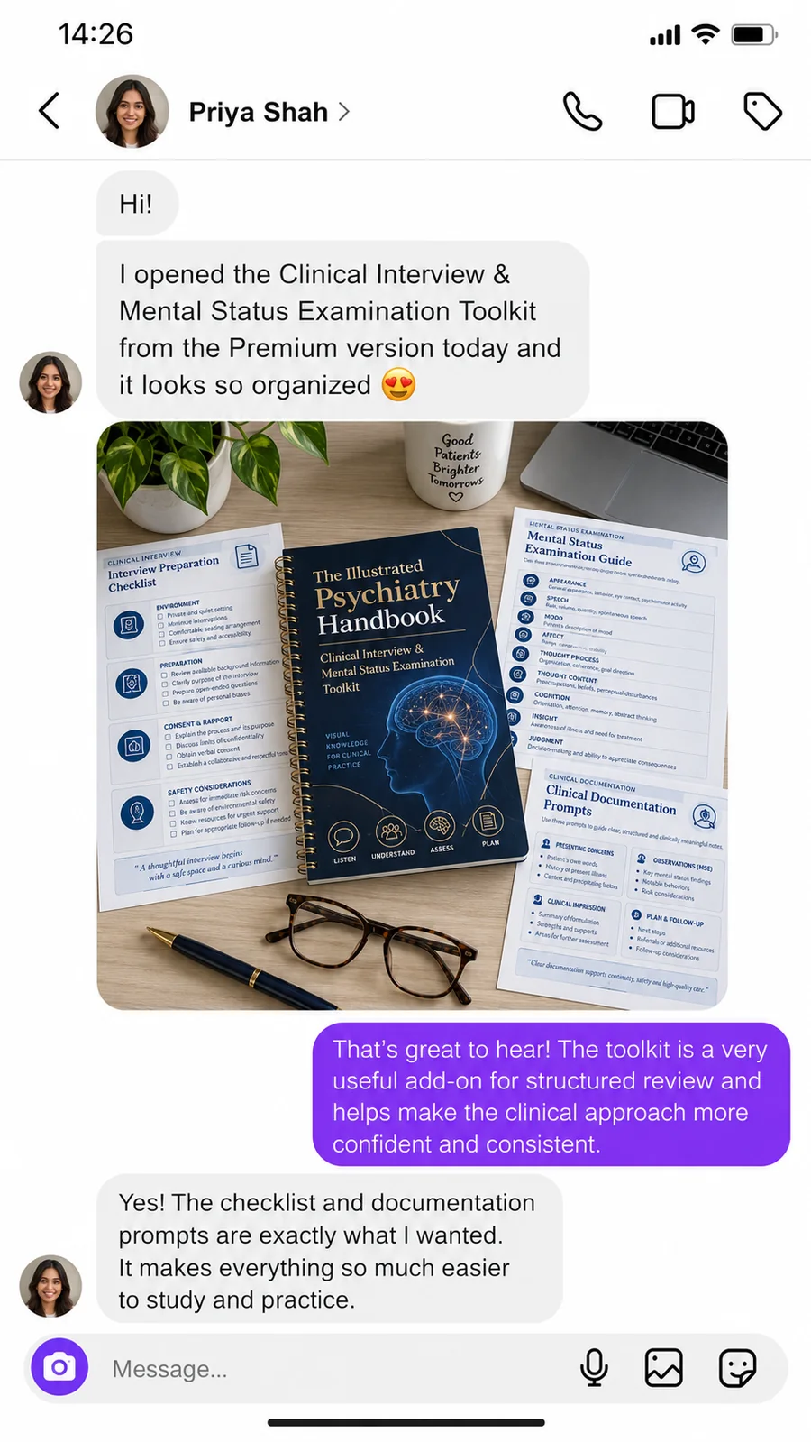 Reader conversation about the clinical interview and mental status examination toolkit